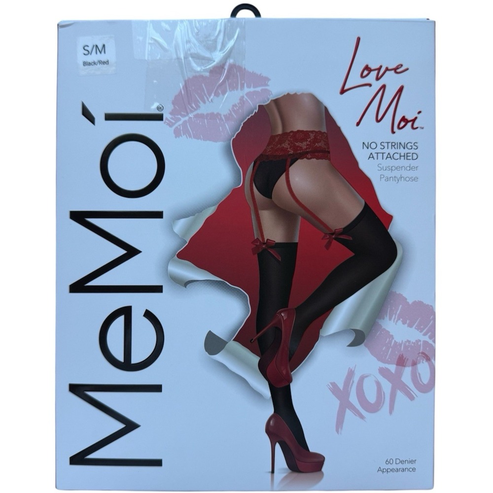 MEMOI LOVEMOI No‎ Strings Attached Suspender Pantyhose LOV401 Black Red S/M